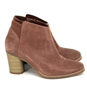 Softwalk Booties Womens 7.5 Brown‎ Side Zip Block Heel